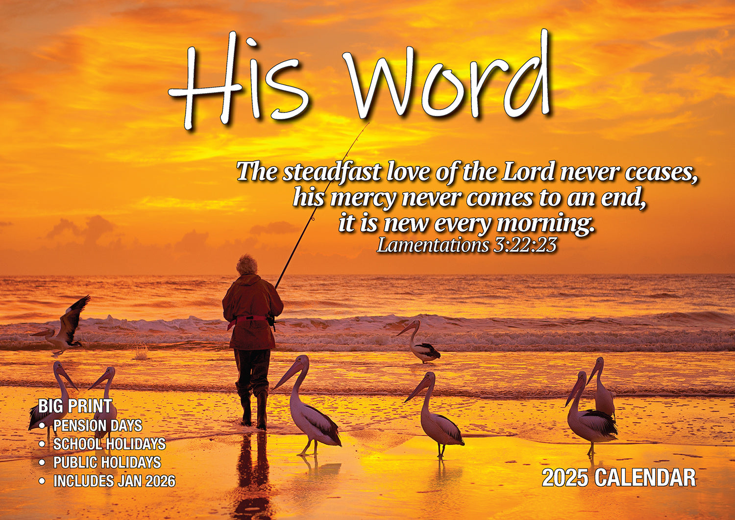 His Word - 2025 Rectangle Wall Calendar 13 Months Inspirational Bible Verses