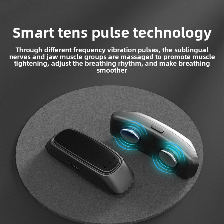 Black Smart Anti-Snoring Device - TENS Pulse Snore Stopper for Quieter Sleep